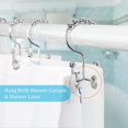 thumbnail image 4 of Shower Curtain Rings, OEH Shower Curtain Hooks, Rust-Resistant Metal Shower Hooks for Curtain, Double Glide Shower Curtain Hooks for Bathroom Shower Curtain & Shower Liner, Set of 12, Chrome, 4 of 6