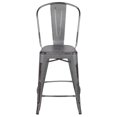 thumbnail image 3 of Commercial Grade 4 Pack 24" High Distressed Silver Gray Metal Indoor-Outdoor Counter Height Stool with Back, 3 of 9