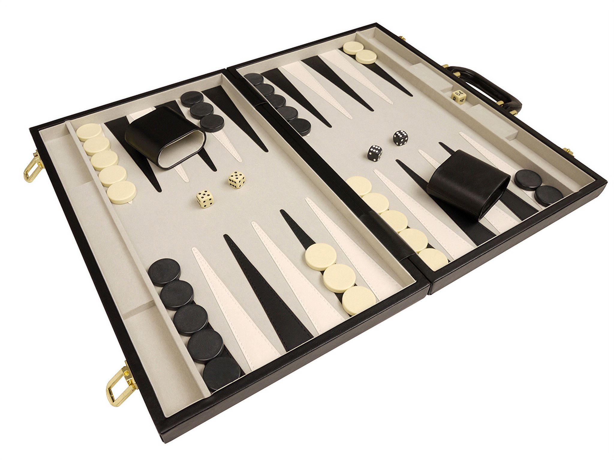 Middleton Games Unisex Deluxe Backgammon Board Games, Simulated Leather Black