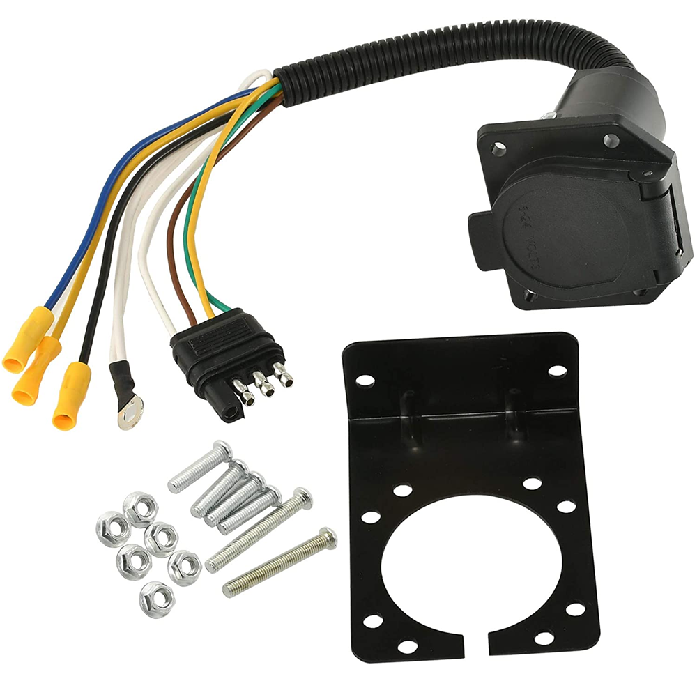 imUfer 4 Pin To 7 Pin Trailer Adapter Converter Socket With Mounting