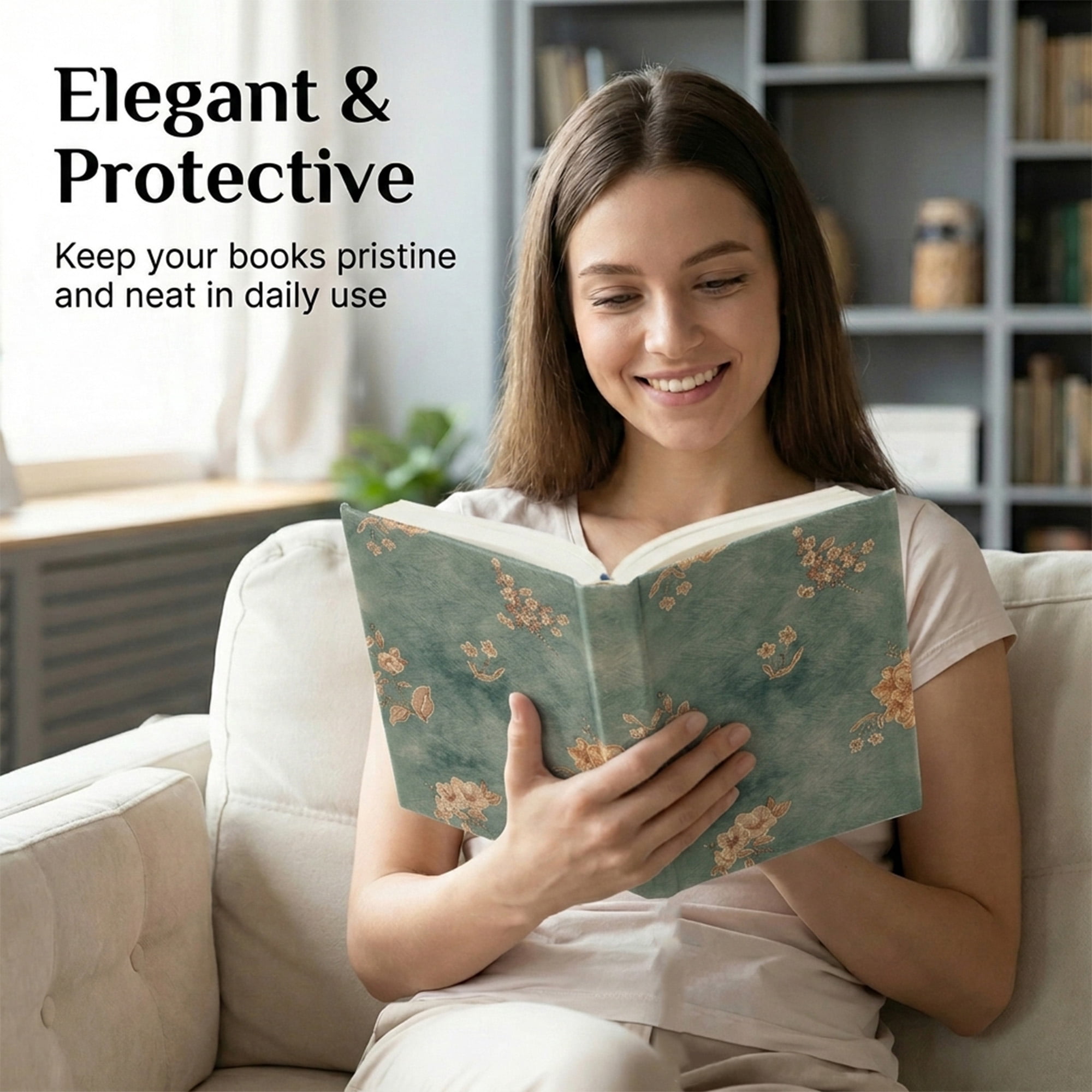 Unique Bargains Adjustable Fabric Book Cover for A5 Size Gray Brown