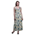 thumbnail image 1 of Bimba Robe Longue Maxi d'Été à Imprimé Floral pour Femme, Col en V, Tenue de Villégiature de Vacances - Moyen, 1 of 6