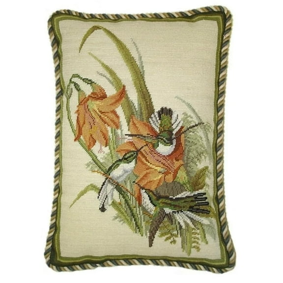Hummingbirds Needlepoint/Pettipoint Pillow 12”x16”