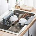 thumbnail image 6 of SSKDBFJG Extendable Dish Drying Rack, Over the Sink Drying Rack, Kitchen Drainage Tray and Fruit Drain Rustproof Stainless Steel-Black, 6 of 6