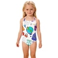 thumbnail image 2 of CCRFTGI Girl Swimsuit One Piece Size 10-12 Cute Bathing Suit Summer Adjustable Straps Beach High Waisted Paper School Bag Vacation Girls Fashion Girls Swimwear for Kids Purple 9-10 Years, 2 of 8