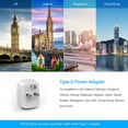 thumbnail image 3 of 2-Pack UK Ireland Travel Plug Adapter, Type G Plug Adapter with 2 Outlets, 3 USB Ports and 1 USB-C,, 3 of 5