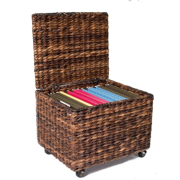 Birdrock Home Espresso Seagrass Rolling File Cabinet Walmart Com Walmart Com