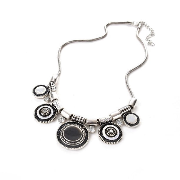 Collar para mujer, joyería para mujer, joyería para mujer, collar de aleación bohemio de estilo étnico vintage europeo y popular para mujer.