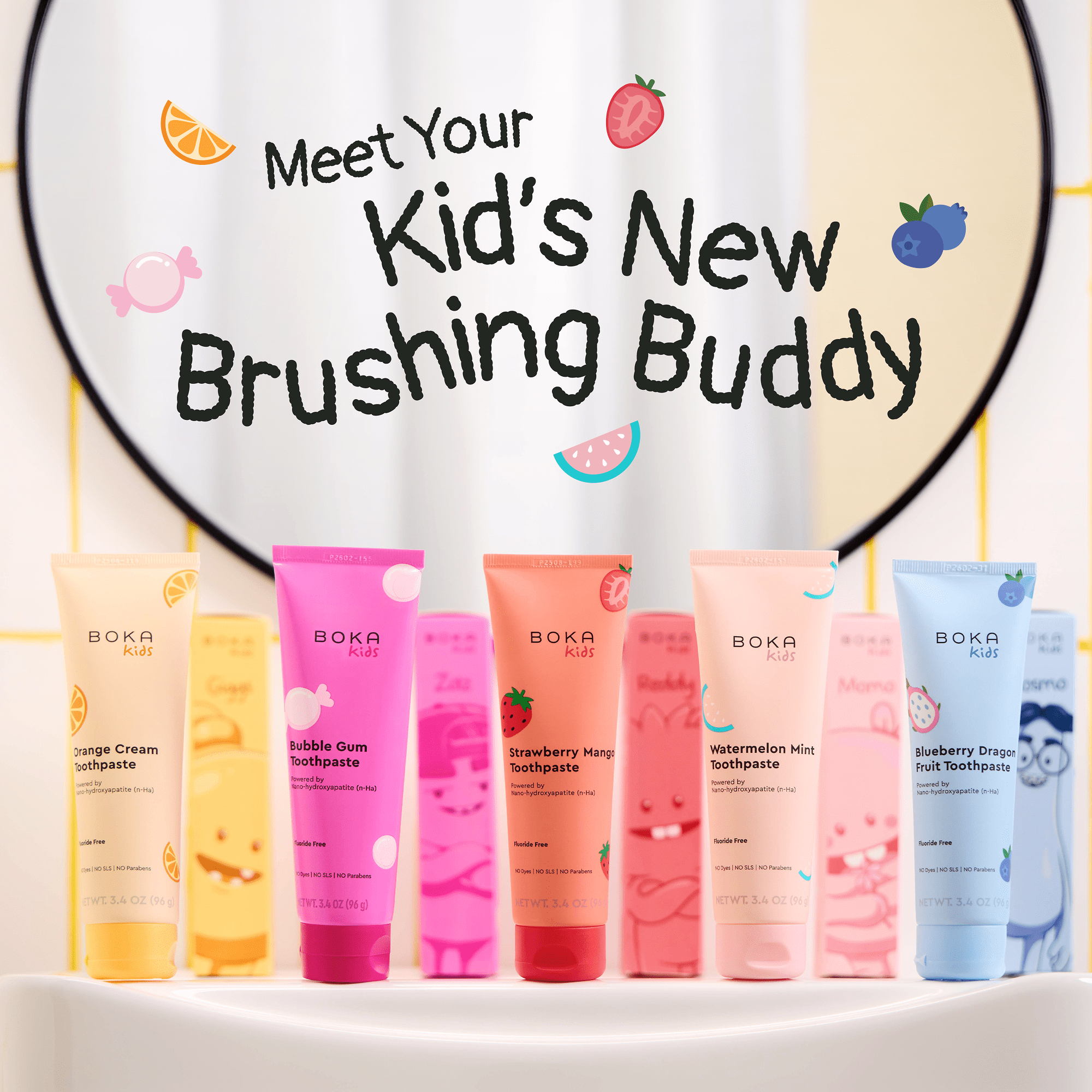 Boka Fluoride Free, Nano-Hydroxyapatite Kids Toothpaste, Bubblegum, 3.4oz