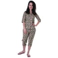 thumbnail image 2 of Moomaya Printed Cotton 3/4 Sleeve Shirt With Capri 2 Piece Nightwear Set Sleepwear For Womens, 2 of 7