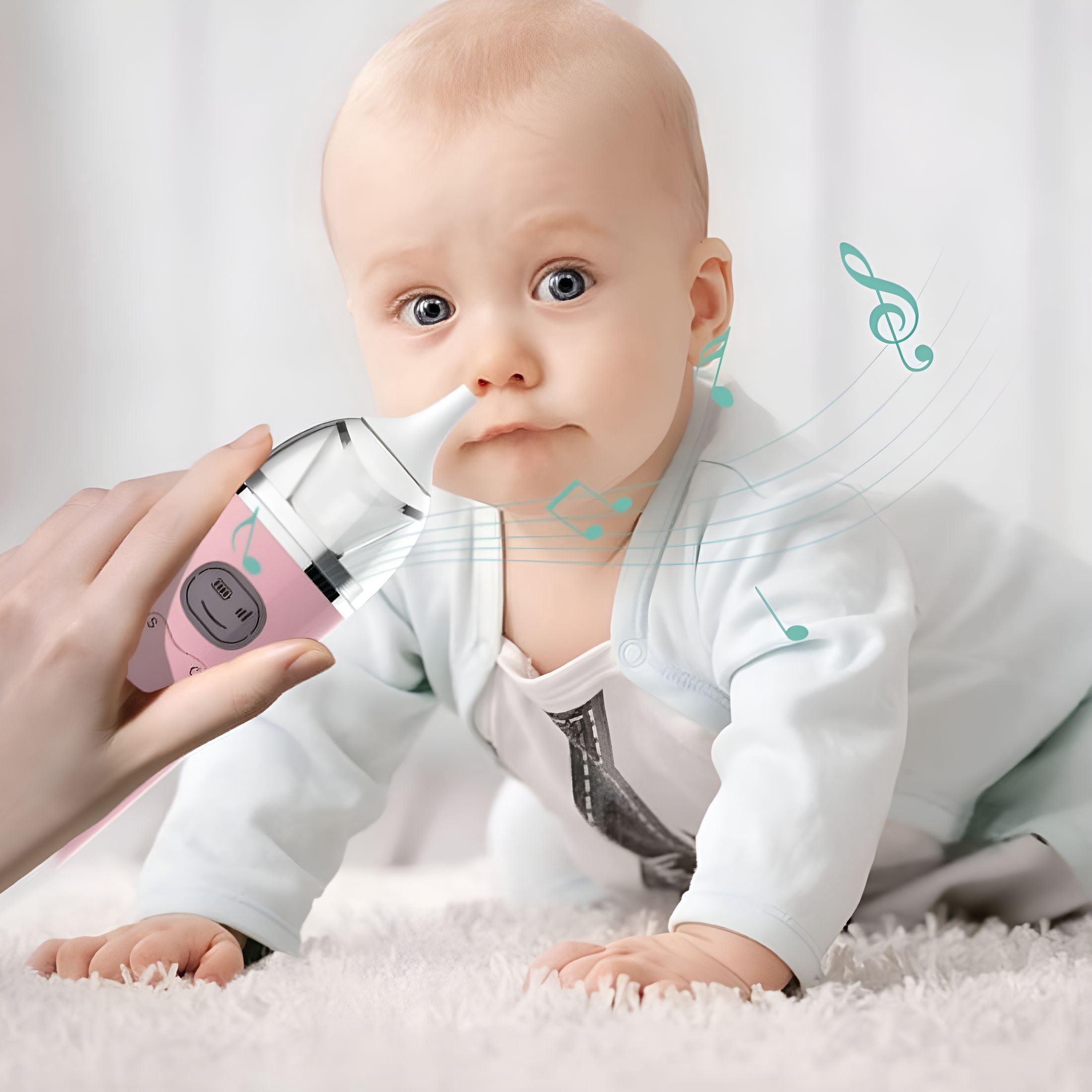 XIRQI Baby Nasal Aspirator with Pause,Music&Light Soothing Function Baby Snot Sucker,Safe And Hygienic Nose Aspirator for Babies