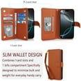 thumbnail image 4 of For iPhone 15 Pro 6.1" Wallet Case Leather Magnetic Flip Cover with Card Slots, RFID Blocking, Kickstand, Anti-Drop TPU & Detachable Wrist Strap,Brown,For iPhone 15 Pro, 4 of 7