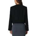 thumbnail image 3 of INSPIRE CHIC Women's Work Cropped Blazer Long Sleeve Elegant Tweed Jacket S Black, 3 of 6