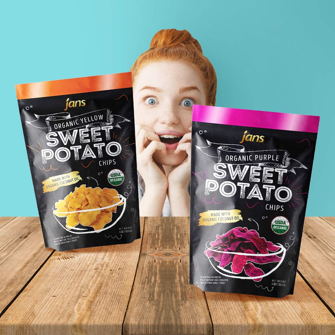 Jans Organic Sweet Potato Chips (Yellow, 4.0 oz) pack of 3