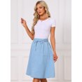 thumbnail image 2 of DARING DIVA Women's Denim A-Line Flare Midi Jean Skirt with Pockets M Light Blue, 2 of 7