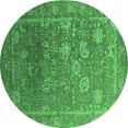 thumbnail image 1 of Ahgly Company Indoor Round Oriental Emerald Green Industrial Area Rugs, 4' Round, 1 of 4
