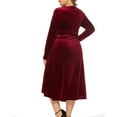 thumbnail image 6 of Meichang Womens Plus Size Velvet Dresses V Neck Wrap Long Sleeve A-Line Wedding Guest Dresses Cocktail Party formal Gown Mother Of The Bride Dresses, 6 of 6