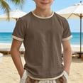thumbnail image 2 of Bmisegm Boys T Shirts Boys Summer Casual Short Sleeve Shirt Blend Round Neck Tee Color Design Comfortable Daily Wear Top for Kids Short Sleeve Tops 5-14Y Coffee,7-8 Years, 2 of 5