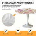 thumbnail image 6 of Watercolor Spring Pink Flowers Elastic Fitted Round Table Cover Floral Leaf Waterproof Outdoor Tablecloth for Holiday Party, Picnic, Patio & Dining Fits Tables Up to 45"-54", 6 of 8