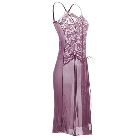 

Knosfe Sleepwear Lace Chemise Bodysuit for Women Lace-up Strap Lingerie Women Nightgown Sexy Floral Babydoll 6XL