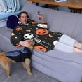 thumbnail image 3 of Wearable Oversized Blanket,Halloween Pumpkin Skull Pattern Wearable Blanket Hoodie for Adults,Cozy Hooded Blankets with Super Pockets,Super Warm Fuzzy Pullover for Women & Men, 3 of 6