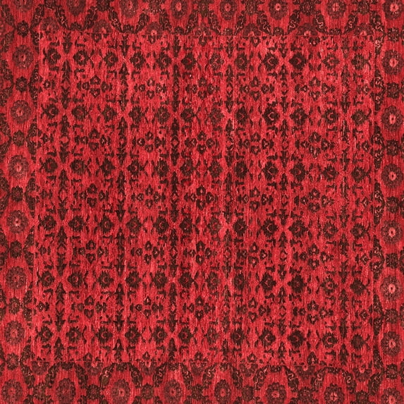 Ahgly Company Indoor Square Abstract Red Modern Area Rugs, 3' Square