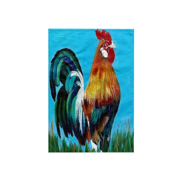 3dRose, Rooster on blue background, 15x22 Hand Towel