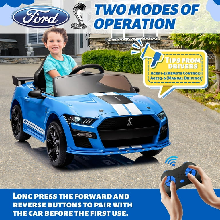 Ride on Toy Cars for Kids 12V Ford Mustang Shelby Powered Ride on Truck Car with Remote Control Electric Vehicle Car for kids Girl Boy 3 6 w Music