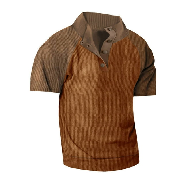 pstuiky Camisas de vestir de manga corta para hombre, Blazer informal de manga larga con cuello redondo para hombre, color liso, transpirable, para fitness camisetas de hombre xxl