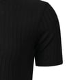 thumbnail image 5 of USNSM Men's Muscle V Neck Shirts Slim Fit Short Sleeve Cotton Golf T-Shirts Solid Color Casual Fashion Ribbed Knit Soft Tees Black L, 5 of 6