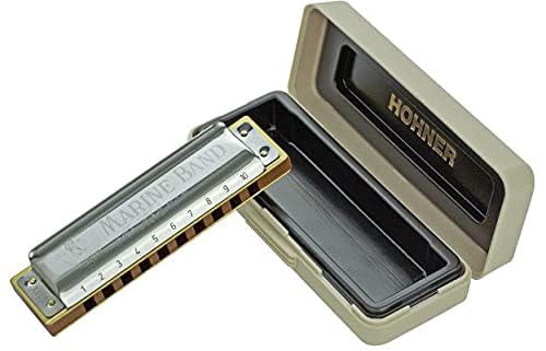 Hohner Marine Band 1896 Harmonica - Key of A Bundle with Case, Pouch, Austin Bazaar Online Manual, and Polishing Cloth