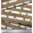 thumbnail image 3 of Soimoi Brown Poly Georgette Fabric Stripe & Flying Swift Bird Print Sewing Fabric Yard 42 Inch Wide, 3 of 3