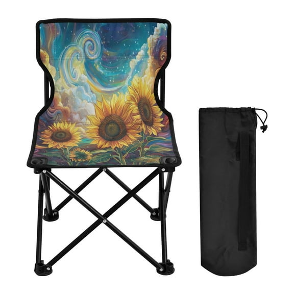 YAZAOO Camping Chairs Modern Dreamy Sunflowers in Colorful Universe Pattern Folding chair