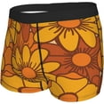 thumbnail image 2 of Retro 80S 90S Mens Breathable Boxer Briefs, Ultra Soft Sweat-Absorbent Boxer Shorts Underwear, Retro 70S Orange Floral, 2 of 7