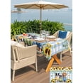 thumbnail image 5 of Outdoor Tablecloths with Umbrella Hole & Zipper, Spring Dog Tablecloth Rectangle 60x84 Inch, Sunflower Daisy Botanical Blue Plaid Waterproof Table Cloth, Patio/Pool/Picnic Table Covers, 5 of 8