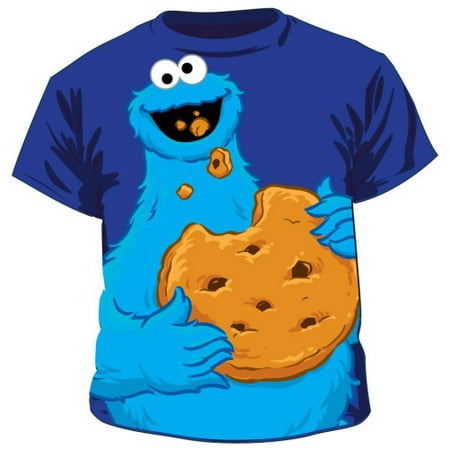 Sesame Street Jumbo Cookie Monster Eating Cookie Toddlers Blue T-Shirt