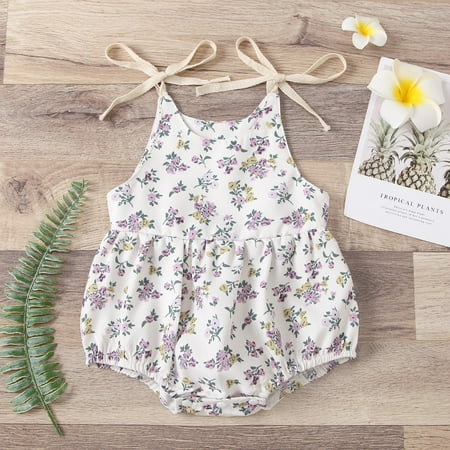 

XMMSWDLA Toddler Girl Clothes Summer Baby Girls Flowers Straps Sleeveless Jumpsuit Casual Bodysuit Clothes Discount Clearance