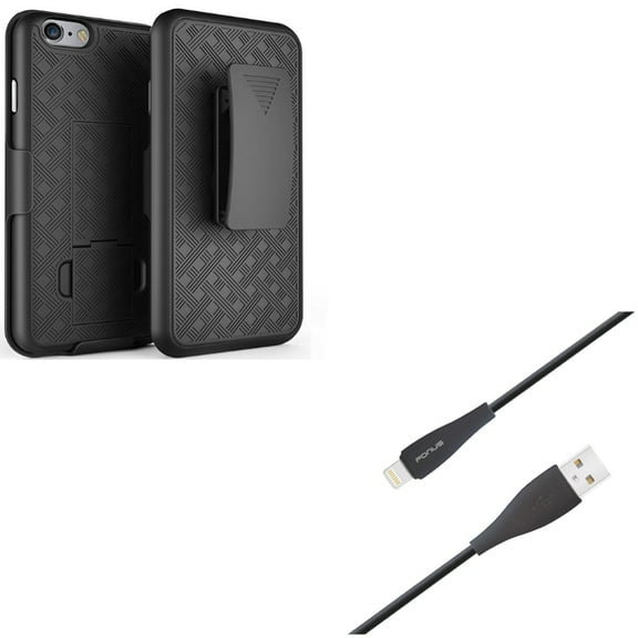 Case Belt Clip w 10ft USB Cable for iPhone 8/7 - Holster Swivel Cover Kickstand Armor, Charger Cord Power Wire Long Sync for iPhone 8/7 Models