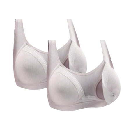 Ahuyic 2pack Nursing Bras for Breastfeeding Women Maternity Bra Front Buckle Breastfeeding Bralette 2 Purple M