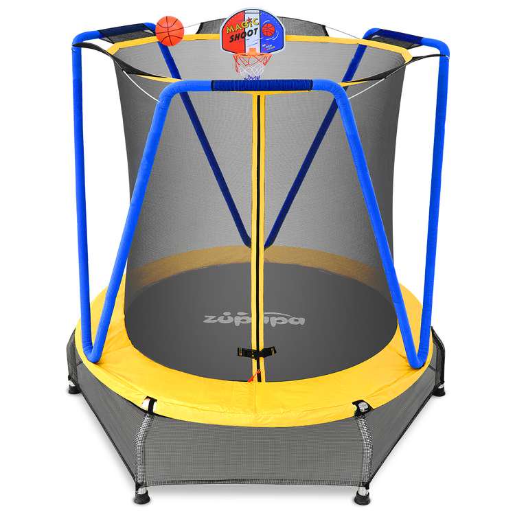 Zupapa 54 inch Small Trampoline with bascketball for Kids Children Mini