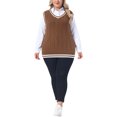 thumbnail image 2 of Agnes Orinda Women's Plus Size Sweater Vest Cable Knit V Neck Sleeveless Preppy Style Casual Pullover Tank 2X Brown, 2 of 6