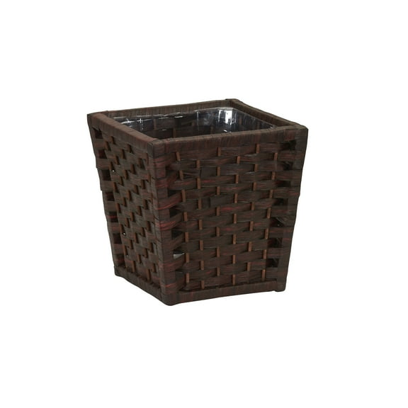 Household Essentials Woven Waste Basket, 3.9 Gallons, HandWoven Paper Rope with Removable Plastic Liner, Durable Wood Frame, Wide and Open Top for Easy Access, Decorative, Brown