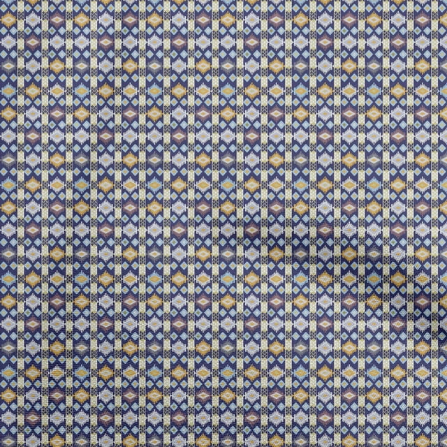 oneOone Cotton Flex Blue Fabric Asian Kilim Craft Projects Decor Fabric Printed By The Yard 40 Inch Wide