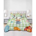 thumbnail image 2 of Full Size Quilt Bedding Set, Spring Easter Reversible Summer Quilt 3 Pieces, Green Plaid Bunny Colorful Eggs Floral Lightweight Bedspreads Coverlets with 2 Pillow Shams for All Seasons, 2 of 5