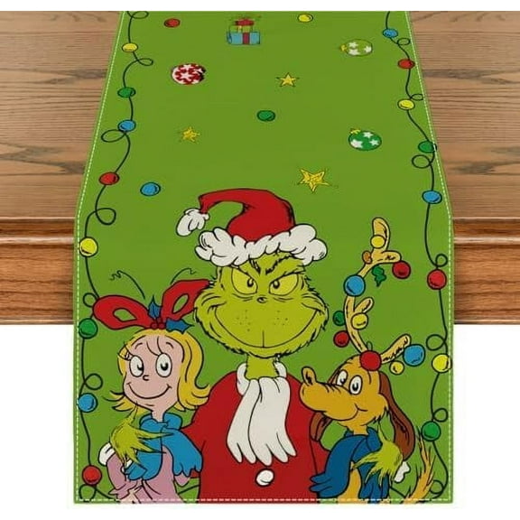 Christmas Table Runner Christmas Table Runner Christmas Table Cover New Year Winter Xmas Decor Green Elf Christmas Decorations for Home Party Table