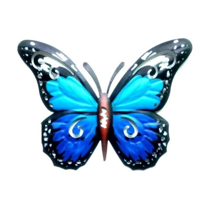 Escultura artística Wosthever mariposas grandes de metal decoración de jardín azul