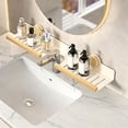 thumbnail image 4 of Walnut Bathroom Sinks Shelf Over Faucet, No-Drill Shower Caddy Suction Cup with Strong Adhesion, Stable Over Sinks Shower Rack, Detachable Wall Mounted Trays for Bathroom & Kitchen, 4 of 7