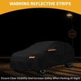 thumbnail image 3 of Funda para auto impermeable para todo clima, protección exterior completa contra el sol y la lluvia, con tiras reflectantes, negra para Kia EV6, 3 of 5