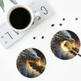 thumbnail image 4 of Zufioo Golden White Fire Dragon Print Leather Coaster Set, Decorative PVC Coasters 4-pack - Scald and Stain-resistant, Suitable for Home, Cafes, Restaurants-Round Shape, 4 of 6
