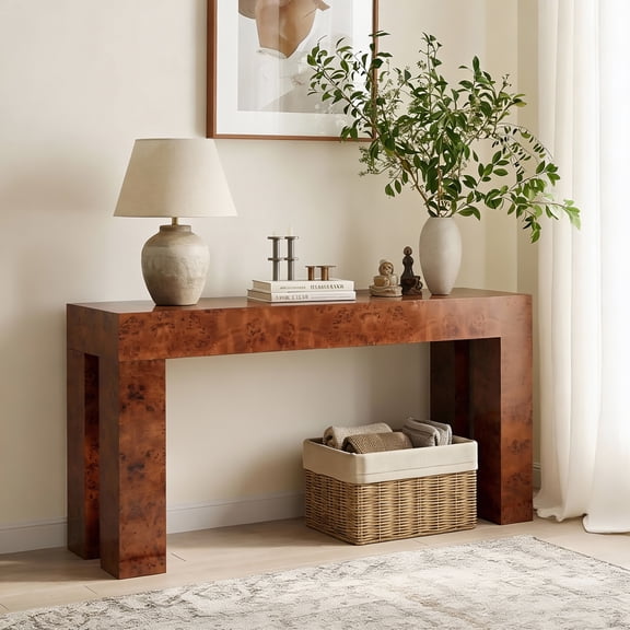 Christopher Knight Home 60" Modern Wooden Console Table with Thick Block Legs, Brown